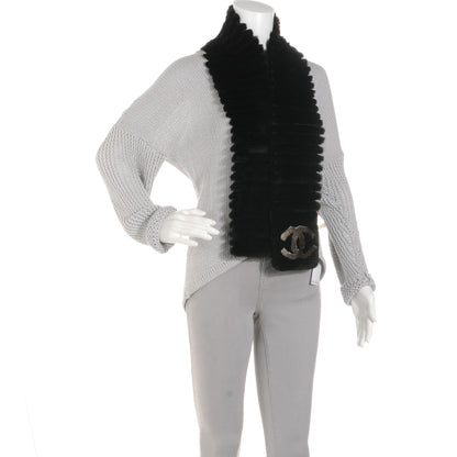Chanel Orylag Rabbit Fur CC Scarf Black 2 of 5