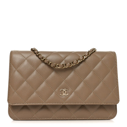 Chanel Caviar Quilted Wallet on Chain WOC Beige 1 of 12