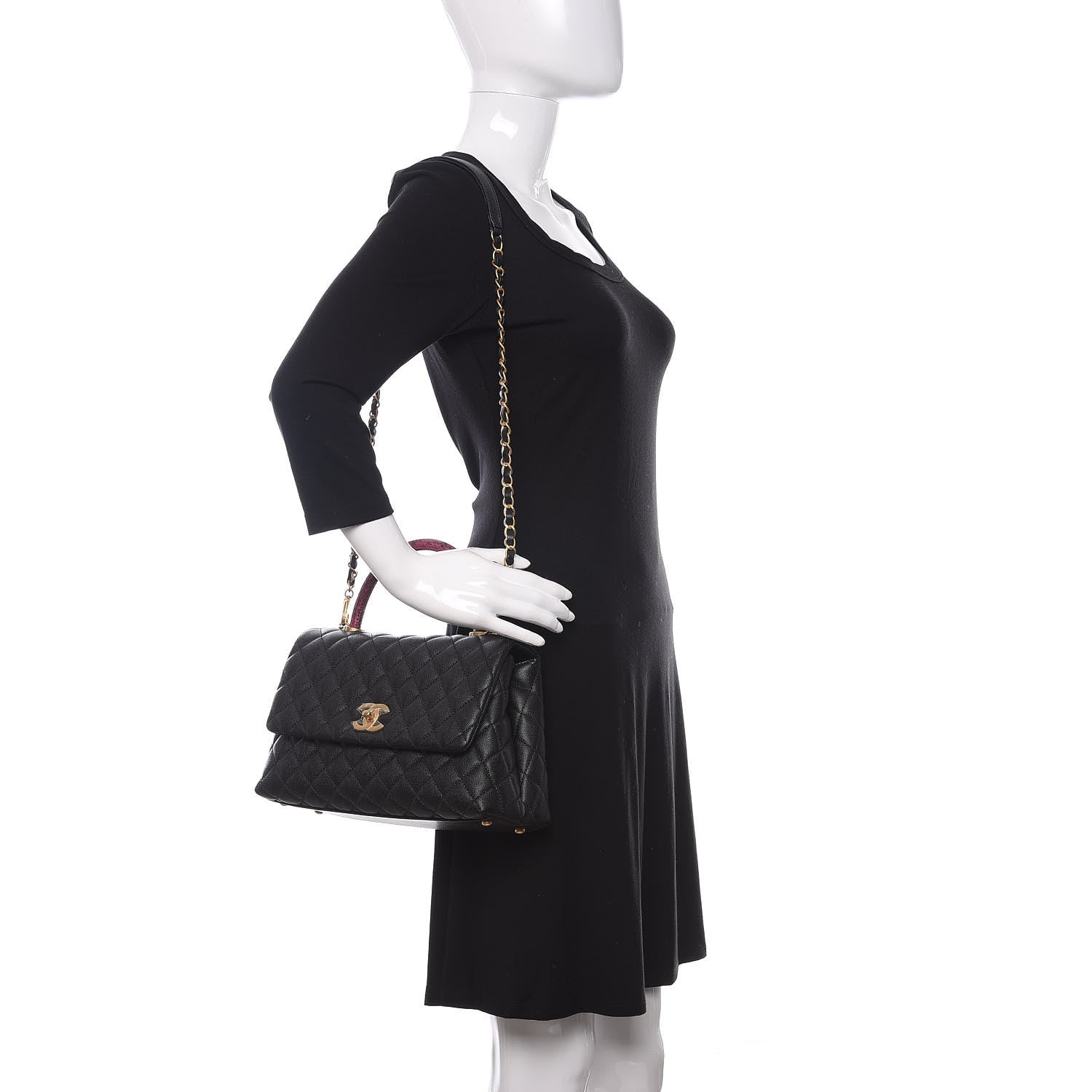 Chanel Caviar Elaphe Quilted Small Coco Handle Flap Black 2 of 10