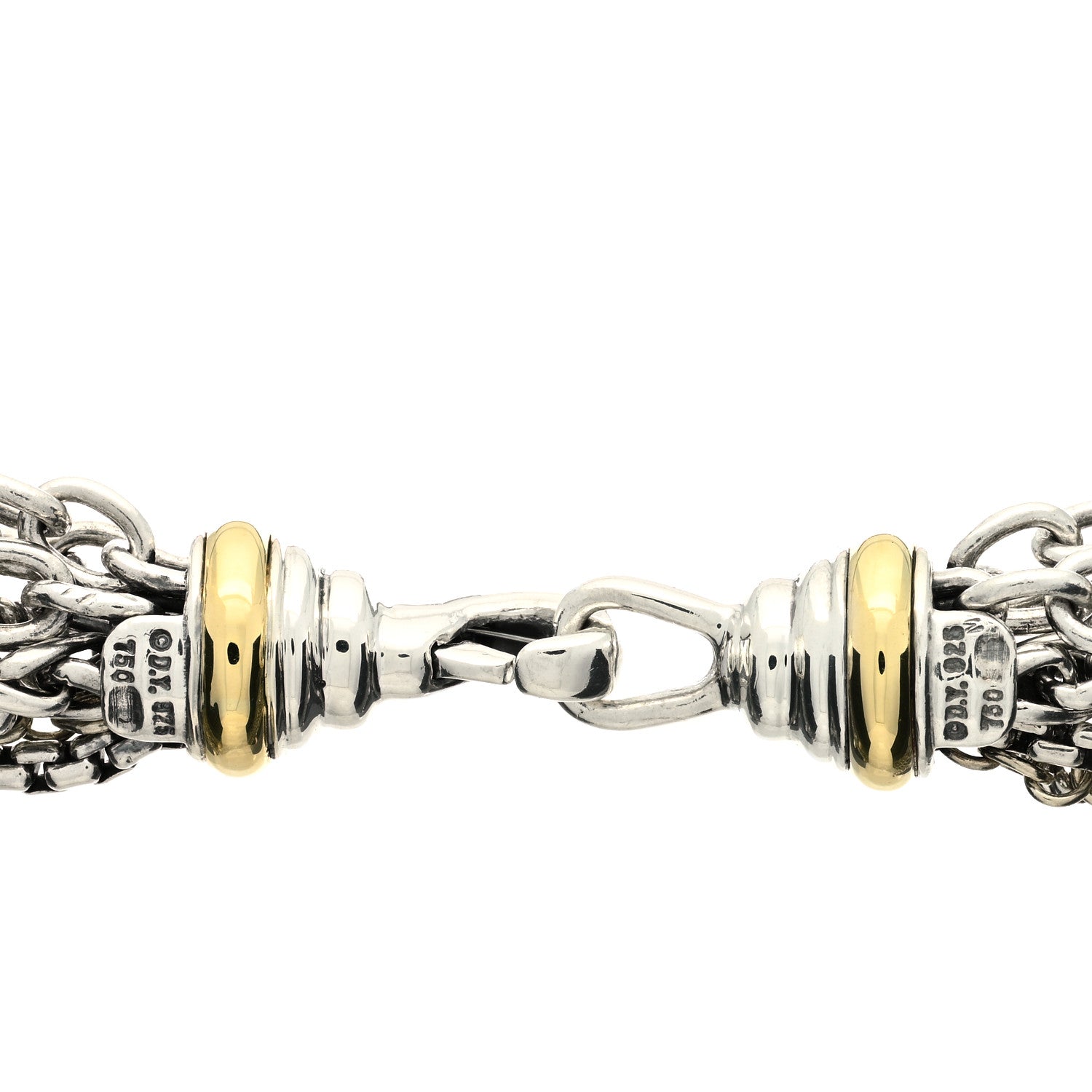 David Yurman Sterling Silver 18K Yellow Gold Pearl 8-8.5mm Multi Strand Chain Necklace 5 of 5