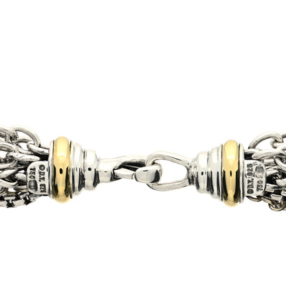 David Yurman Sterling Silver 18K Yellow Gold Pearl 8-8.5mm Multi Strand Chain Necklace 5 of 5