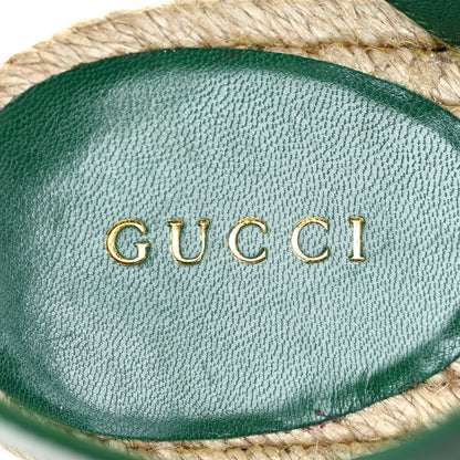 Gucci Cotton Malaga Kid Crochet Pearly GG Lilibeth Espadrille Platform Sandals 39.5 Emerald 10 of 13