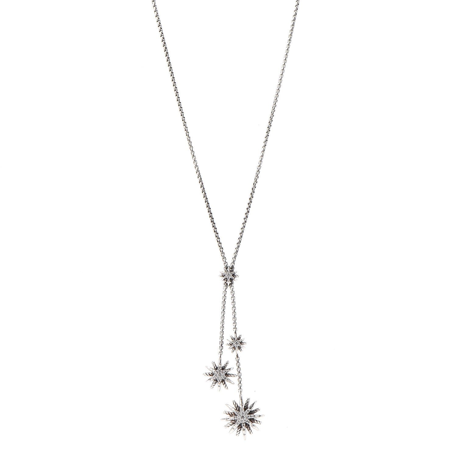 Tiffany DAVID YURMAN Sterling Silver Diamond Starburst Y Necklace 1 of 6