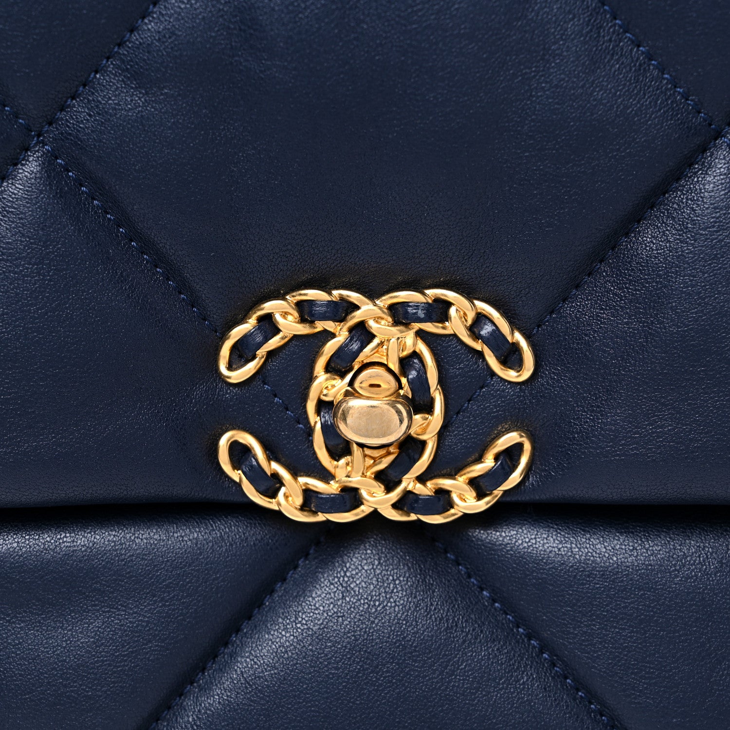 Chanel Lambskin Quilted Large Chanel 19 Flap Navy Blue 10 of 11