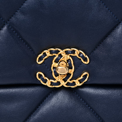 Chanel Lambskin Quilted Large Chanel 19 Flap Navy Blue 10 of 11