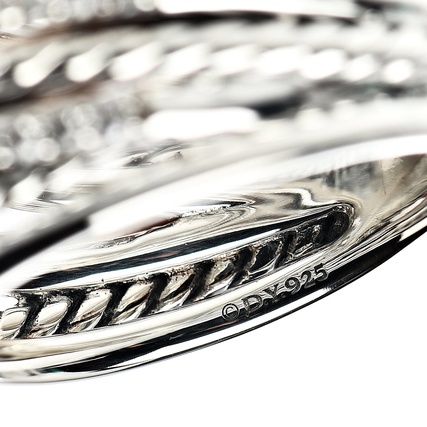Sterling Silver Diamond Crossover Dome Ring 58 8.25