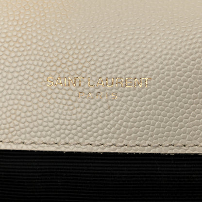 Saint Laurent Grain De Poudre Textured Mixed Matelasse Triquilt Medium Monogram Satchel Crema Soft 8 of 19