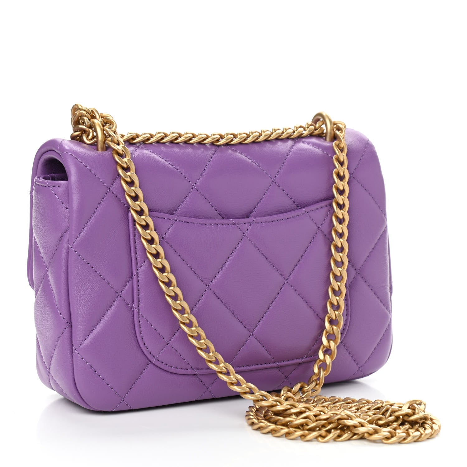 Chanel Lambskin Enamel Quilted Mini Pending CC Square Flap Purple 2 of 11
