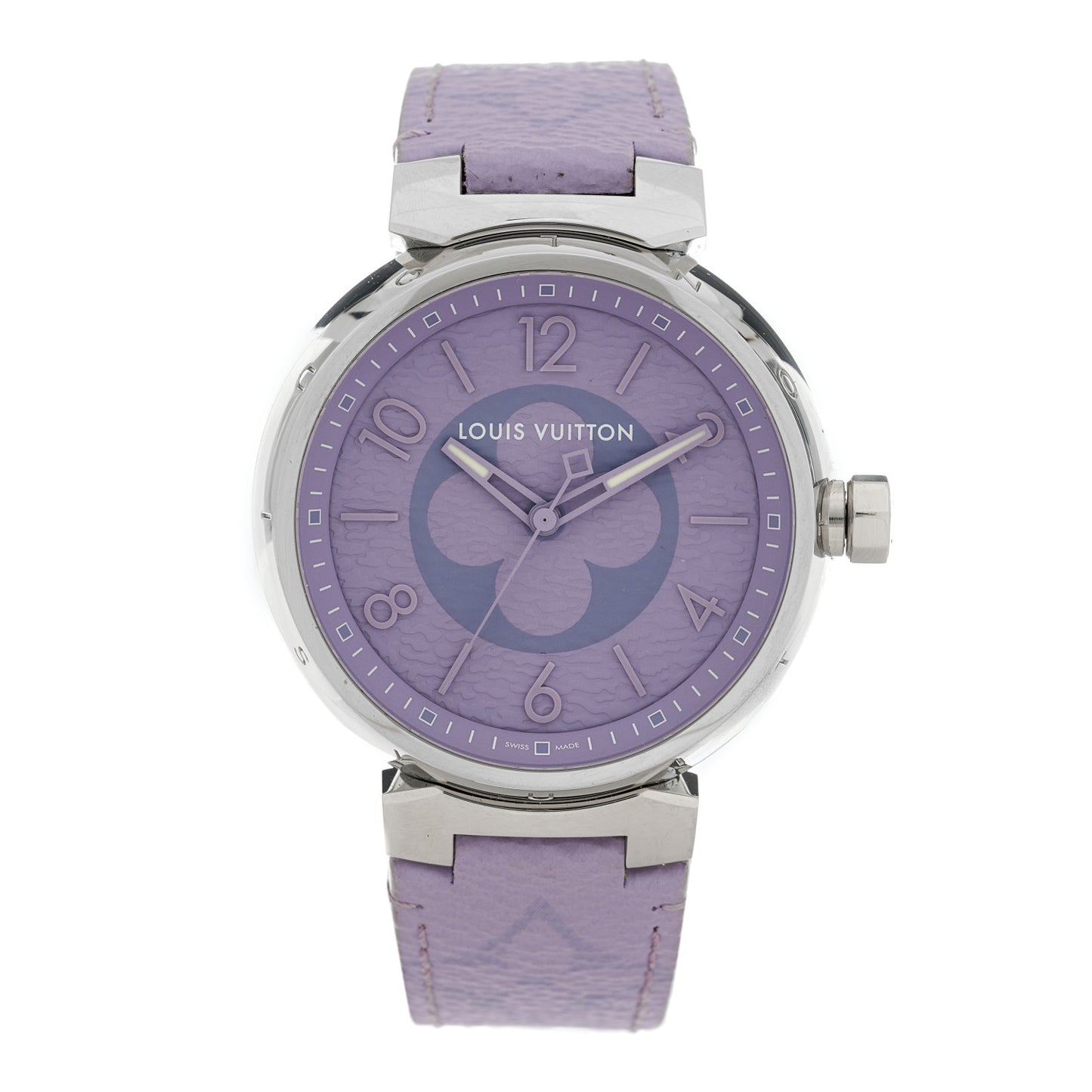 Stainless Steel Monogram 41mm Tambour Quartz Watch Lilac