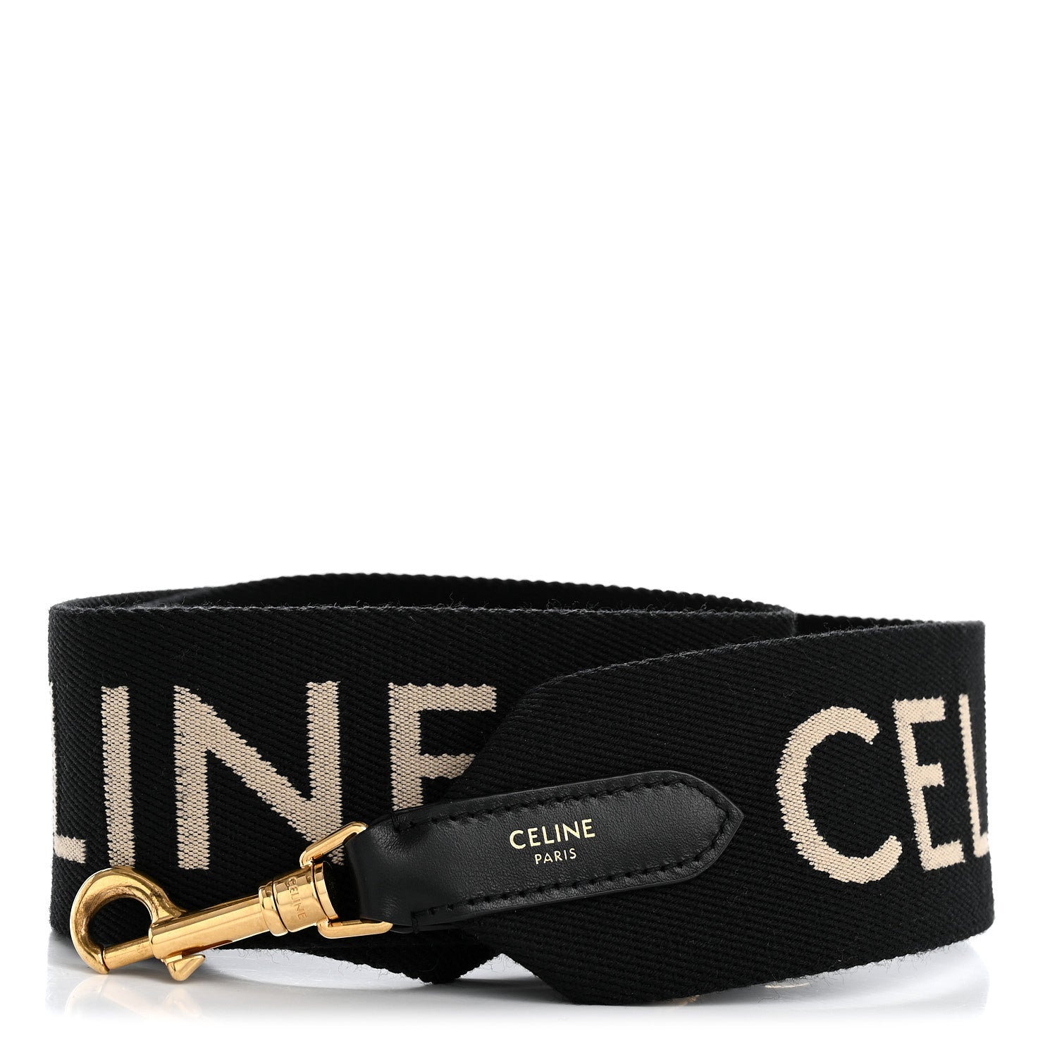 Celine Jacquard Wool Logo Short Strap Black Beige 1879796
