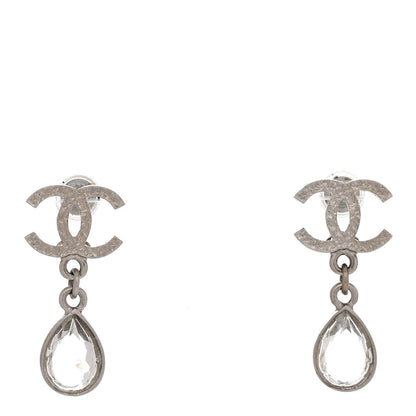 Chanel Crystal CC Tear Drop Earrings Silver 1 of 5