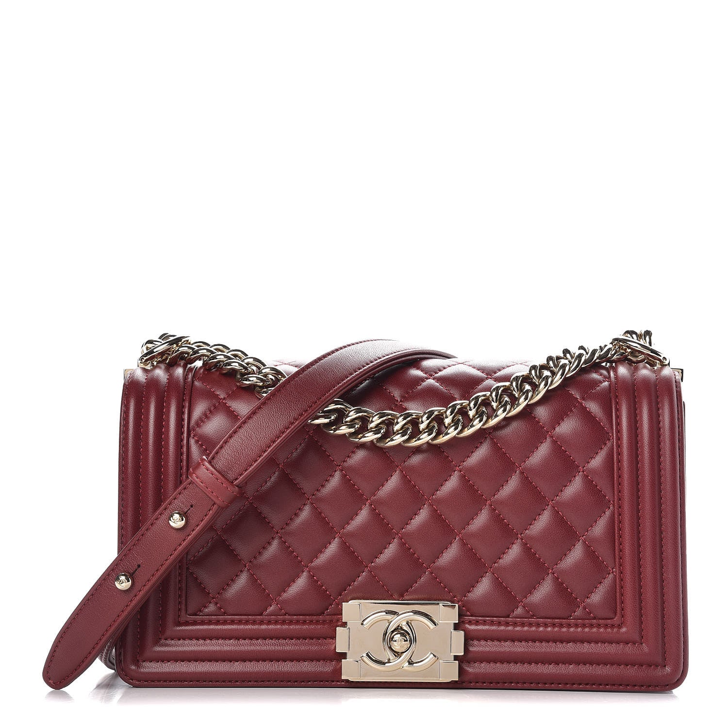 Chanel Lambskin Quilted Medium Boy Flap Dark Red 1 of 7