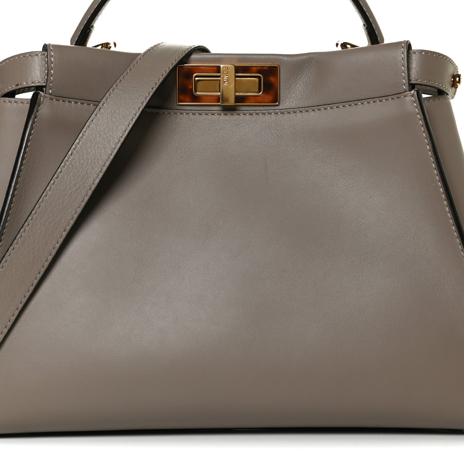 Fendi Vitello Seta Plexiglass Tortoise Medium Peekaboo Iconic Satchel Tortora 8 of 13