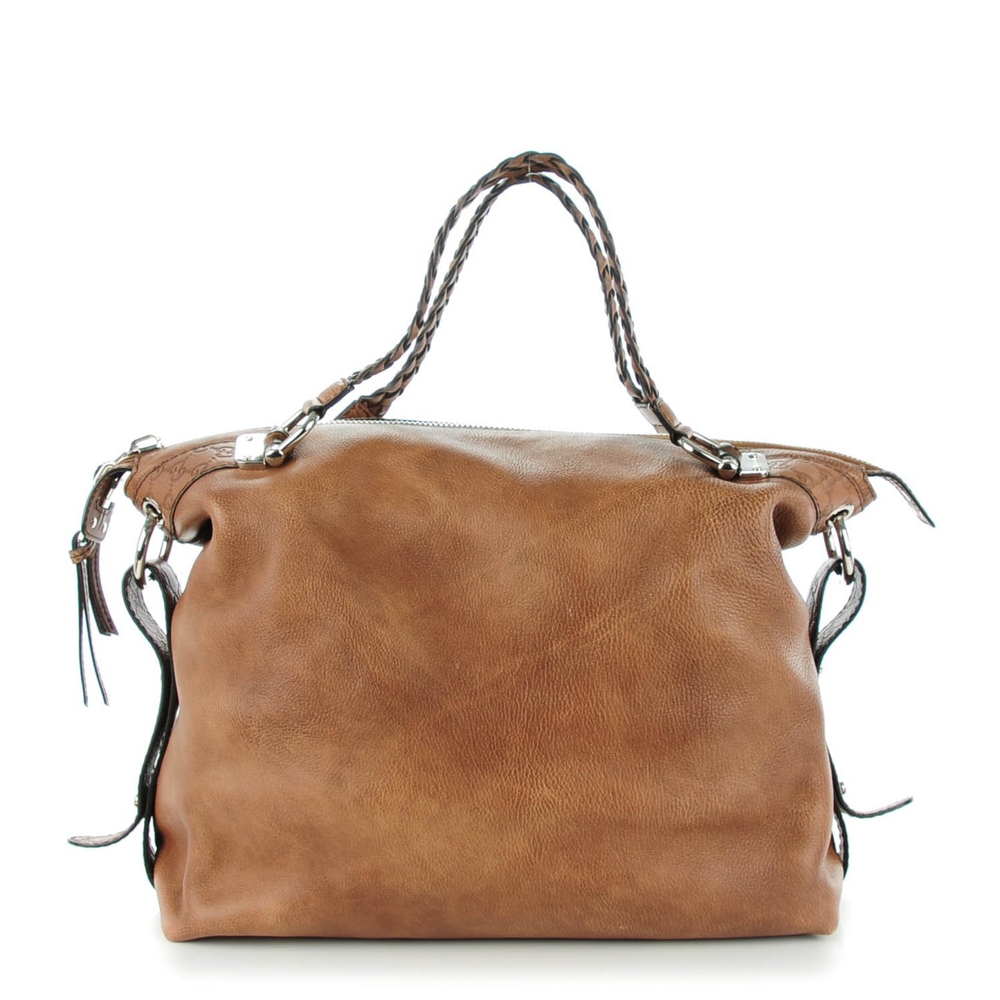 Calfskin Large Bamboo Bar Shoulder Bag Light Brown