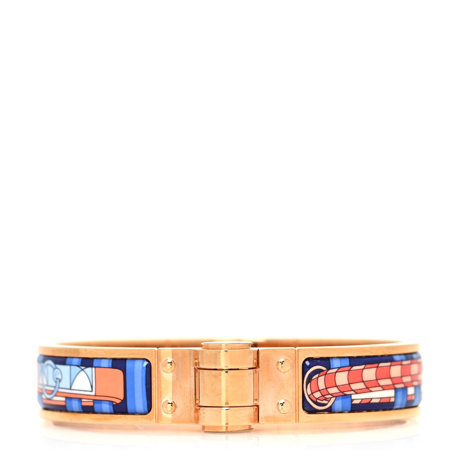 Hermes Enamel Printed Narrow Colliers De Chiens Hinged Bracelet S 1 of 7