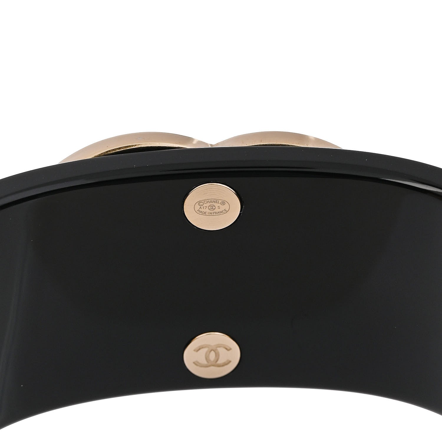 Chanel Resin Crystal CC Cuff Black Gold 4 of 6