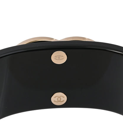 Chanel Resin Crystal CC Cuff Black Gold 4 of 6