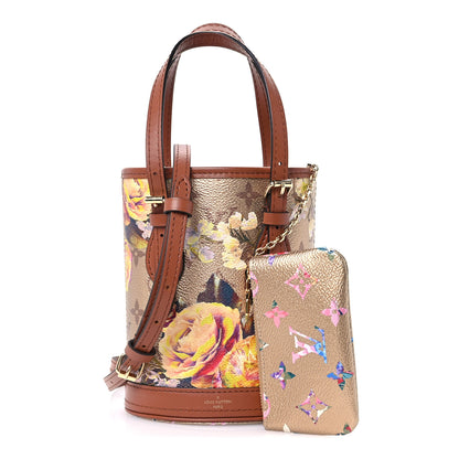 Louis Vuitton Metallic Monogram LV Garden Nano Bucket Bag Gold 2 of 11