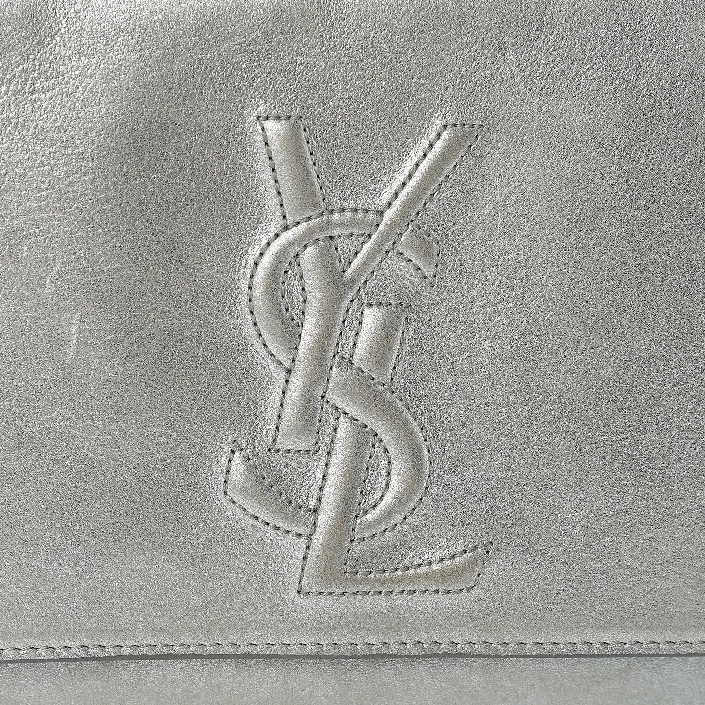 Metallic Calfskin Monogram Large Belle De Jour Clutch Silver