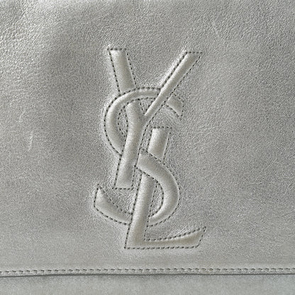 Saint Laurent Metallic Calfskin Monogram Large Belle De Jour Clutch Silver 9 of 9