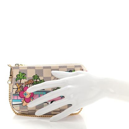Louis Vuitton Damier Azur 2021 Christmas Animation Hollywood Mini Pochette Accessories Fuchsia 2 of 7