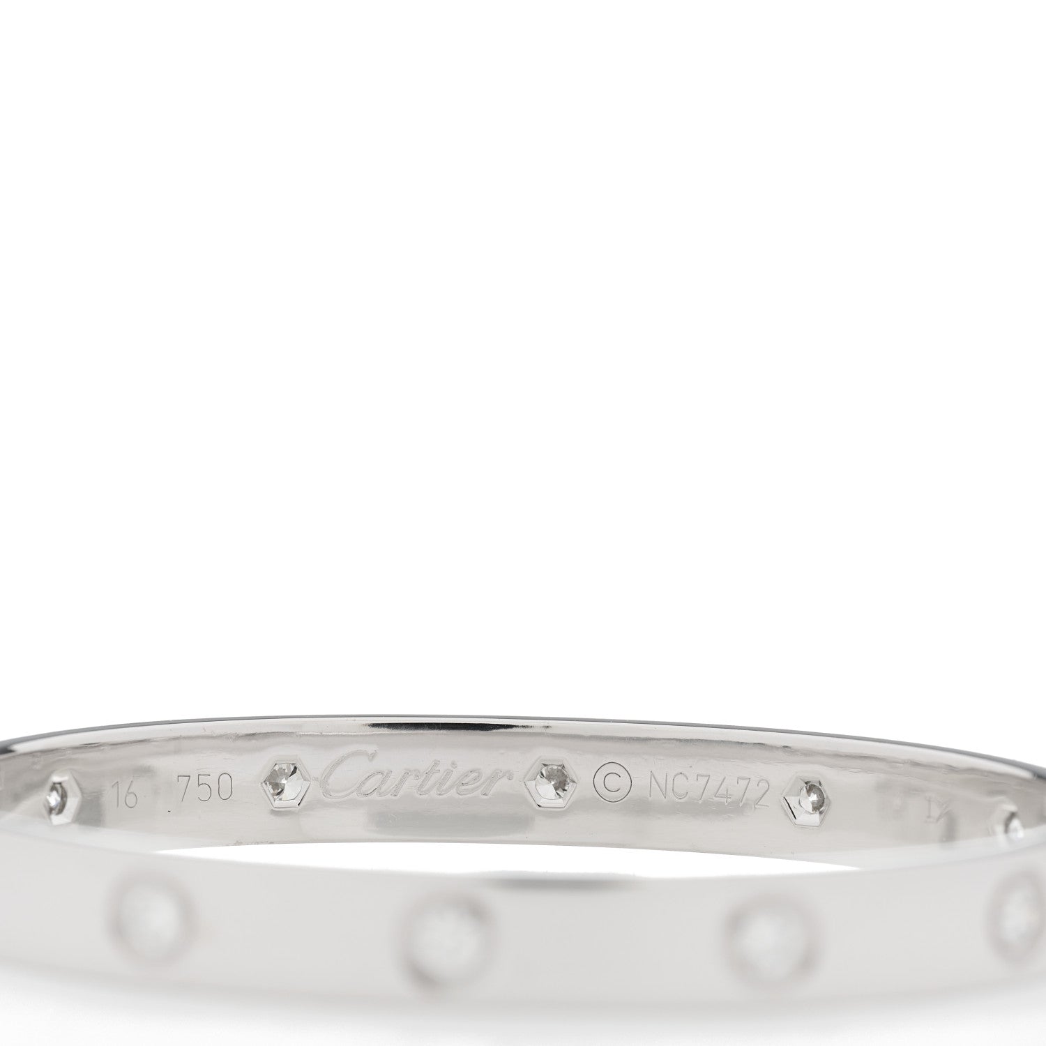 Cartier 18K White Gold 10 Diamond LOVE Bracelet 16 3 of 4