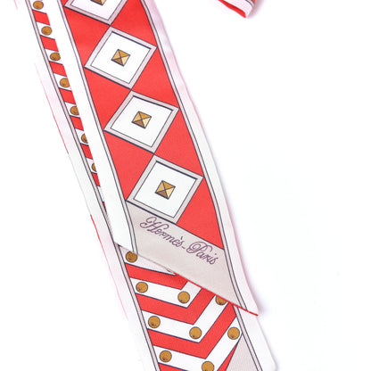 Hermes Silk Colliers Et Chiens Twilly Rouge White Mastic 3 of 4