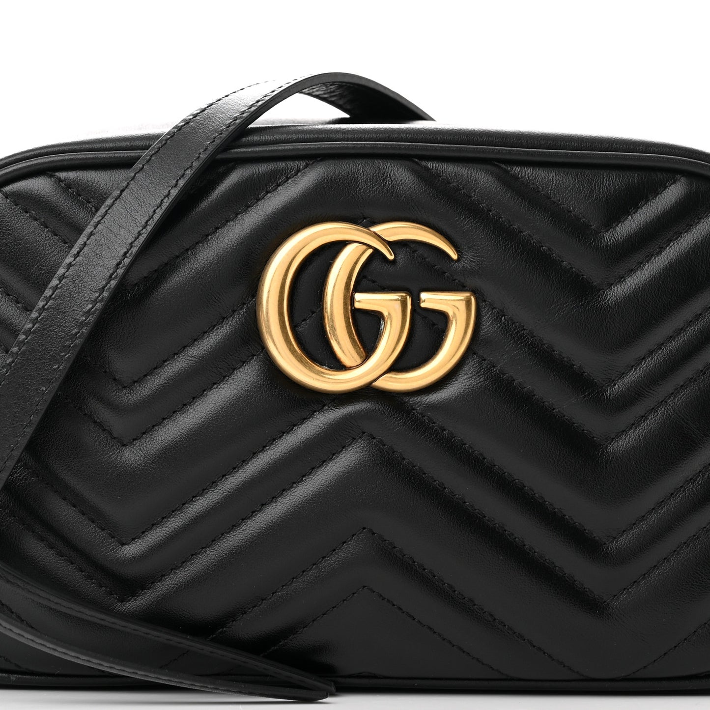 Calfskin Matelasse Small GG Marmont Chain Shoulder Bag Black