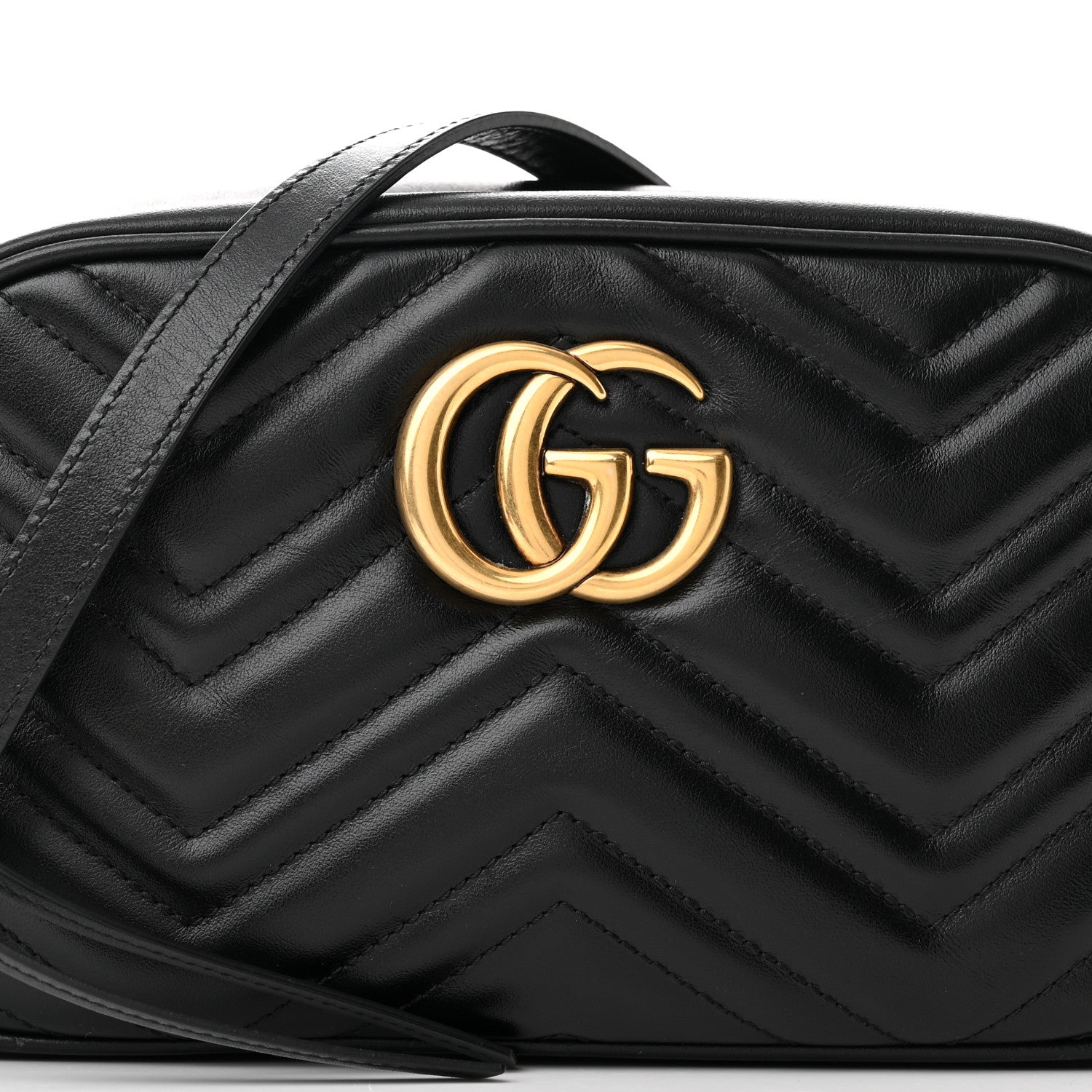 Gucci Calfskin Matelasse Small GG Marmont Chain Shoulder Bag Black 8 of 10
