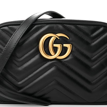 Gucci Calfskin Matelasse Small GG Marmont Chain Shoulder Bag Black 8 of 10