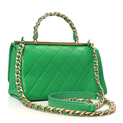 Chanel Lambskin Quilted La Parisienne Top Handle Flap Green 2 of 10