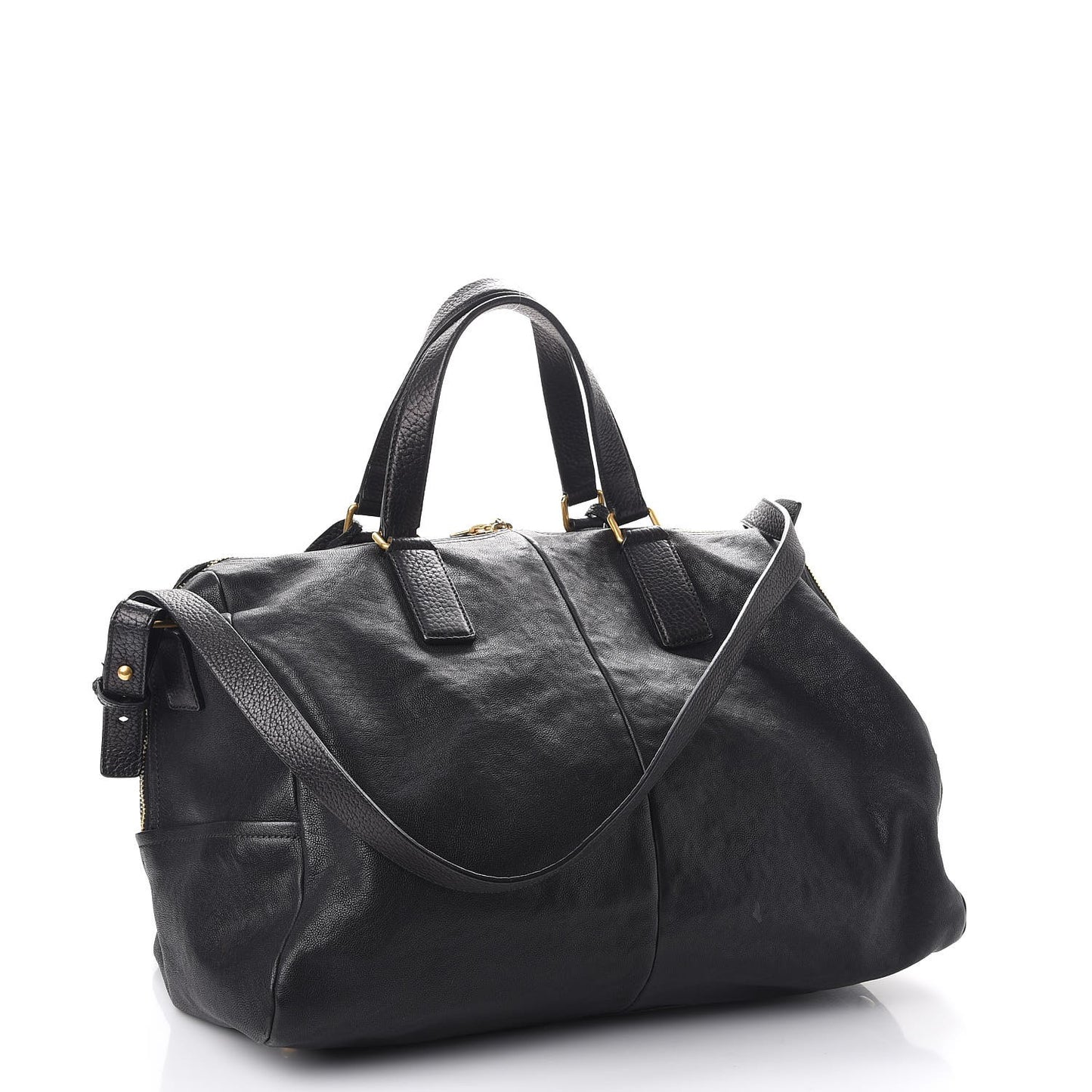 Calfskin Vavin Logo Strap Duffle Bag Black