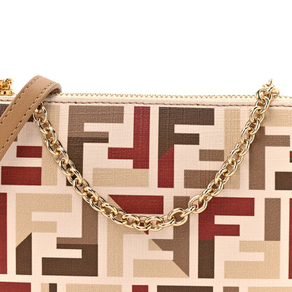 Fendi Fabric Jacquard Vitello Grace FF 1974 Baguette Pouch Grezzo Multicolor Soft Gold 7 of 9