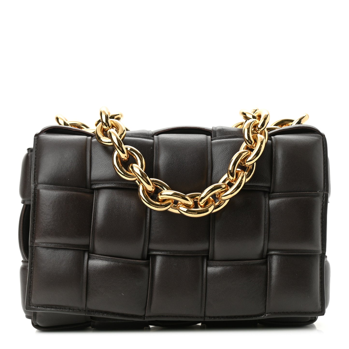 Lambskin Maxi Intreccio Padded Chain Cassette Crossbody Bag Black