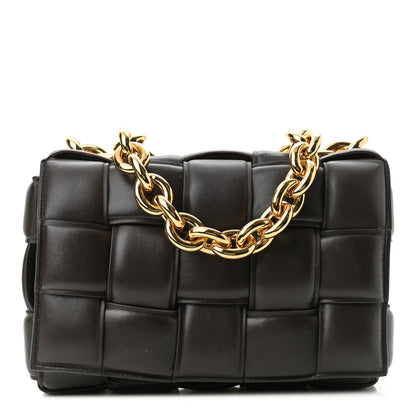 Bottega Veneta Lambskin Maxi Intreccio Padded Chain Cassette Crossbody Bag Black 1 of 9