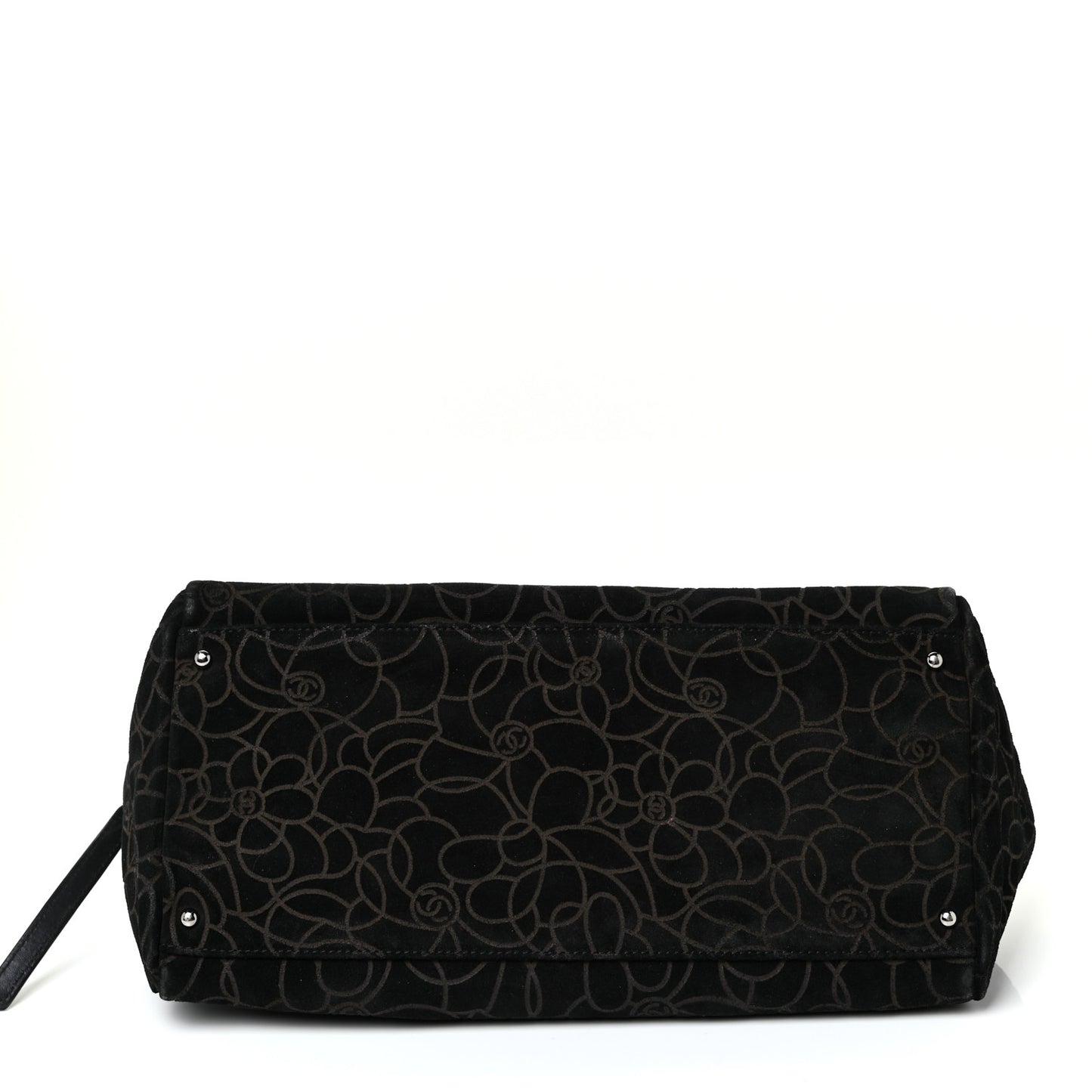 Velvet Camellia Embossed Shoulder Bag Black