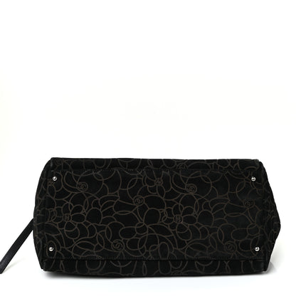 Chanel Velvet Camellia Embossed Shoulder Bag Black 17 of 17