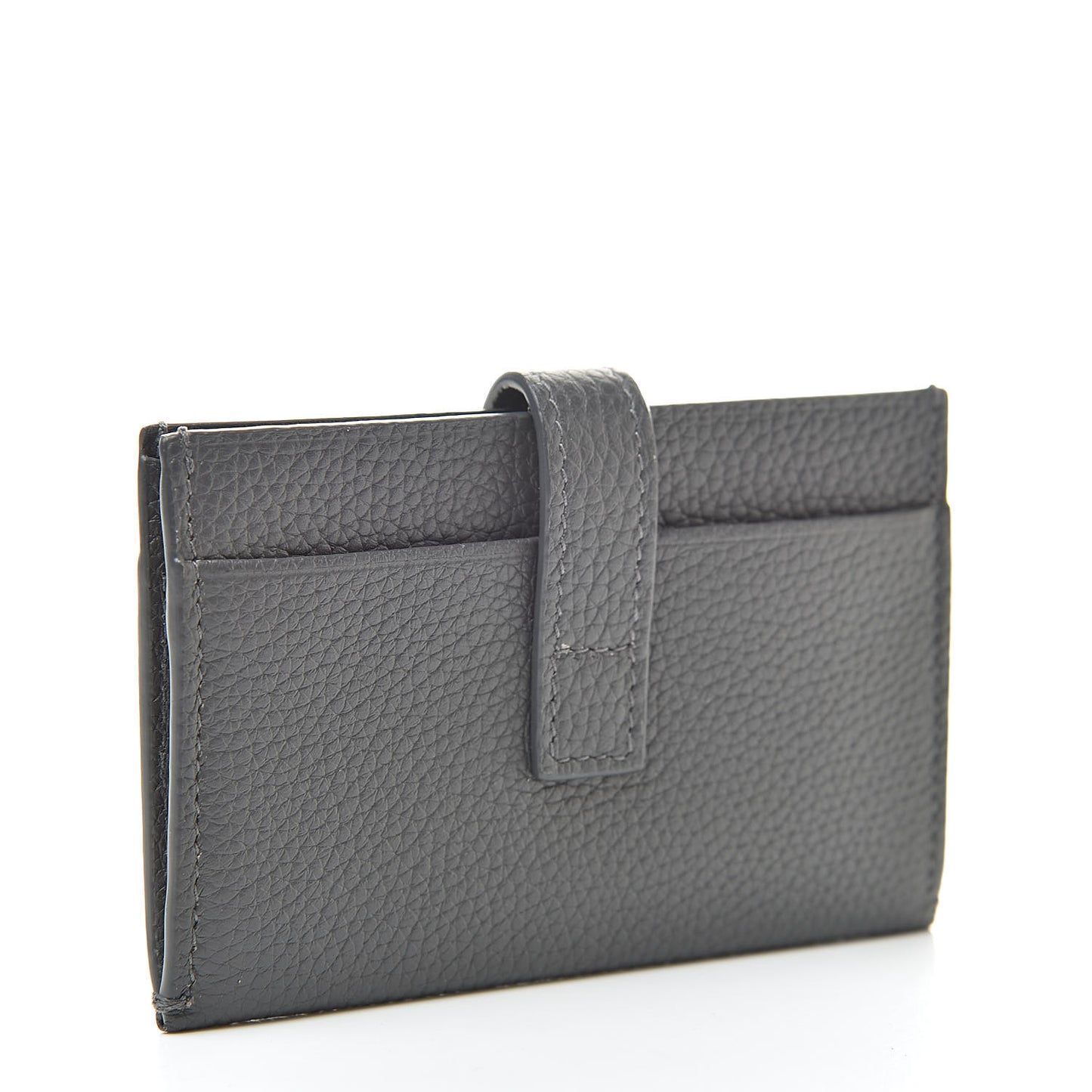 Grained Calfskin Sac De Jour Souple Card Case Grey