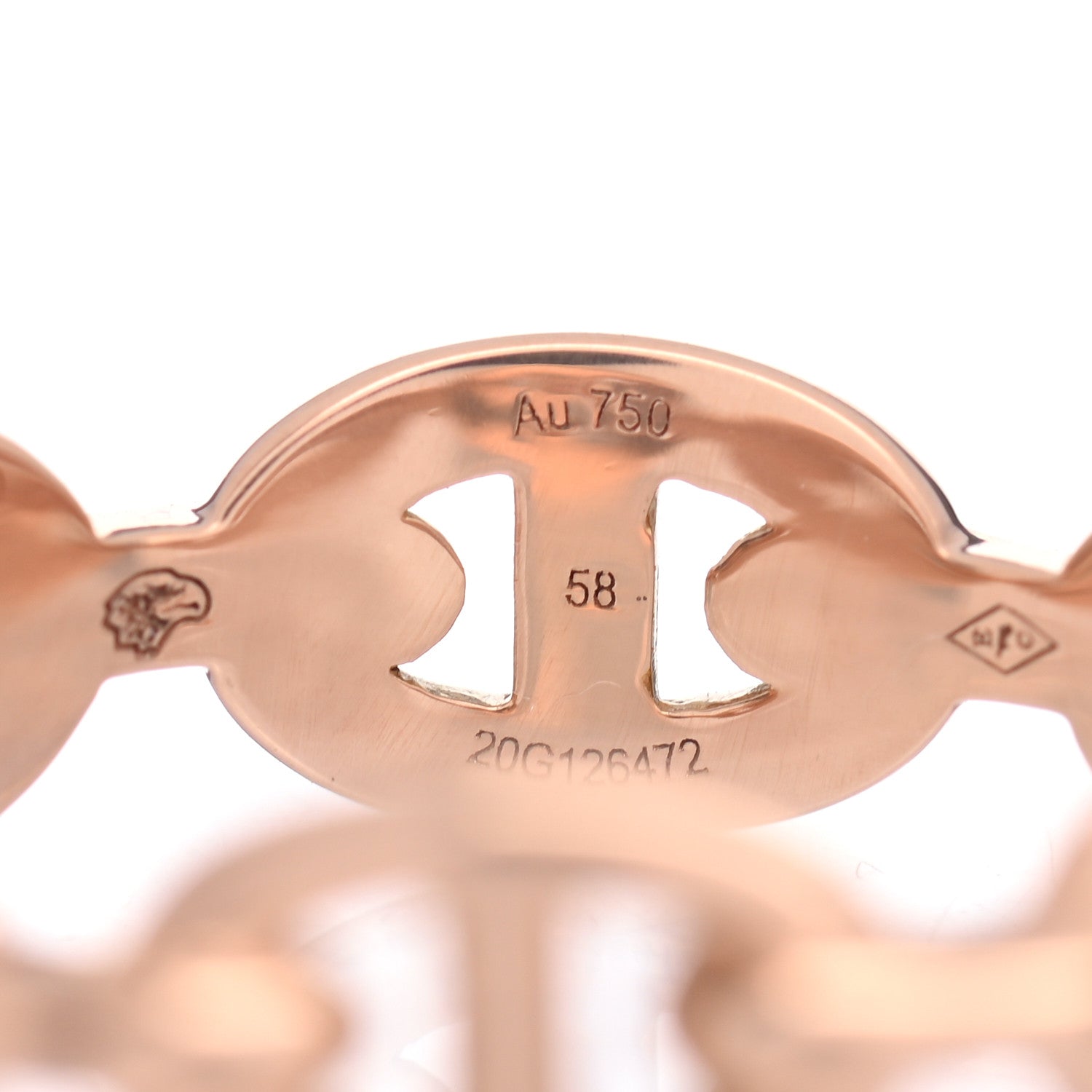 Hermes 18K Rose Gold PM Chaine D'Ancre Enchainee Ring 58 8.25 5 of 5
