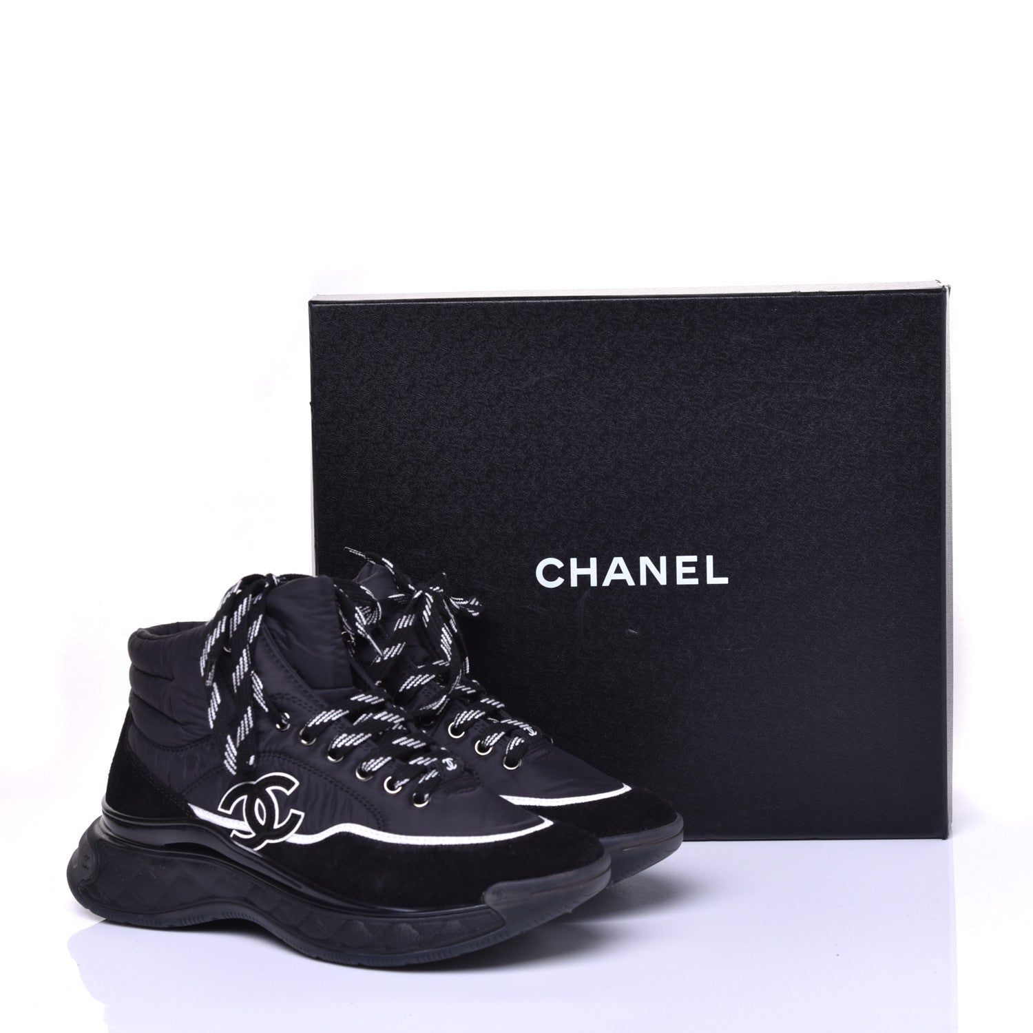 Chanel Fabric Suede Womens CC Sneakers 39 Black 9 of 9