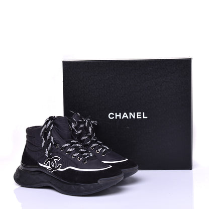 Chanel Fabric Suede Womens CC Sneakers 39 Black 9 of 9