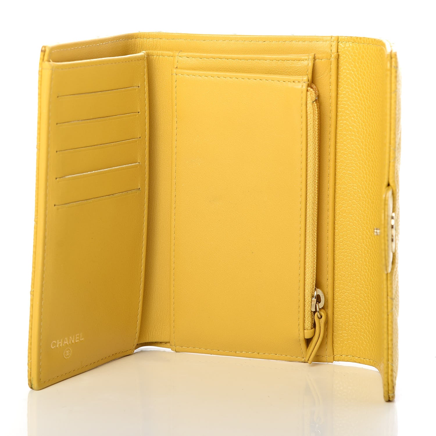 Chanel Caviar Quilted Medium Flap Wallet Yellow 5 of 7