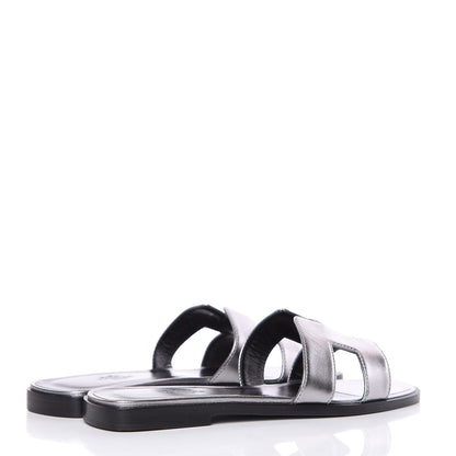 Hermes Metallic Nappa Calfskin Oran Sandals 36 Argent 4 of 7