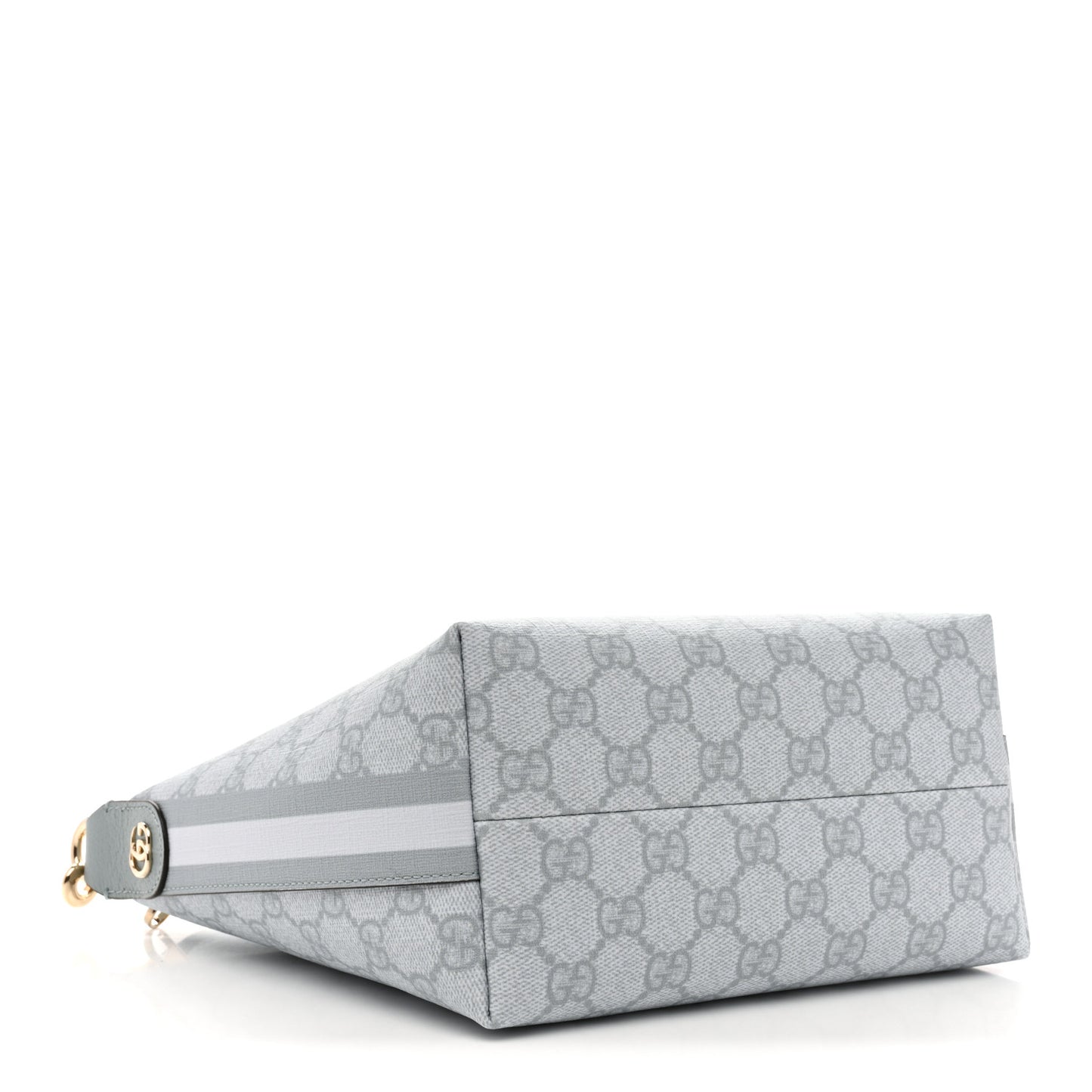GG Supreme Monogram Textured Calfskin Web Super Mini Ophidia Shoulder Bag Light Blue