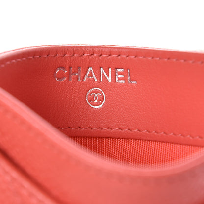 Chanel Caviar Chevron Quilted Card Holder Coral 6 of 8