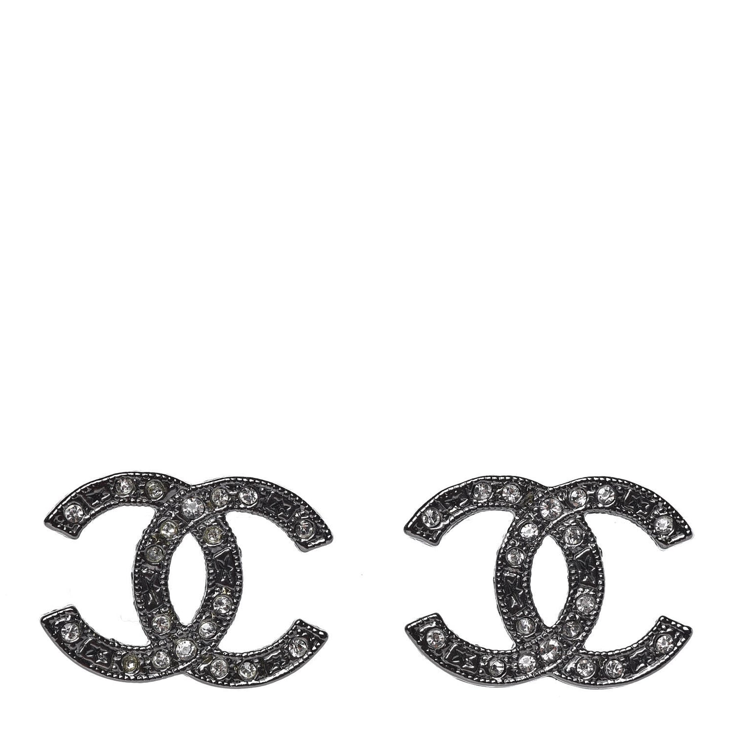 Ruthenium Crystal CC Earrings Silver Black