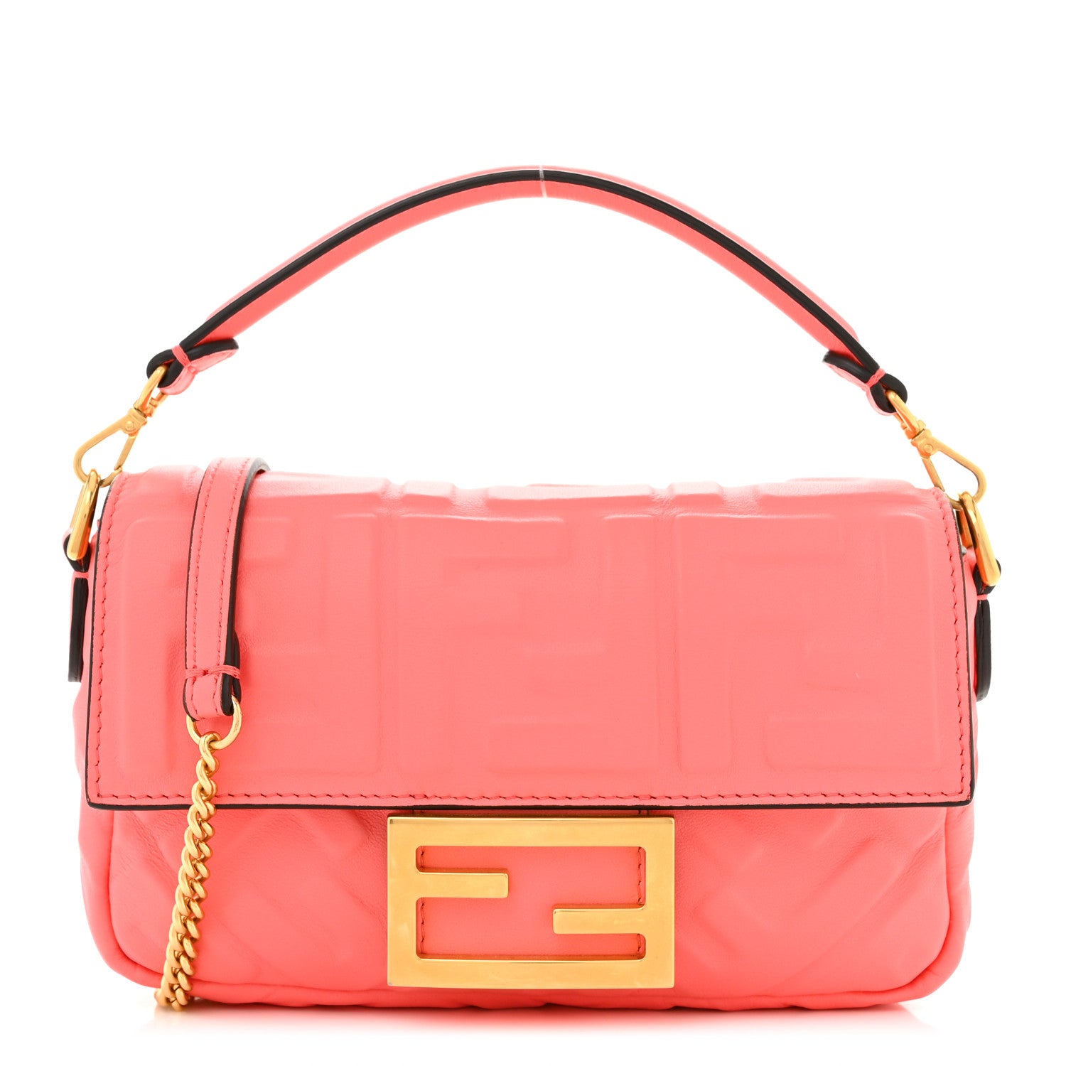 Fendi Nappa FF 1974 Embossed Mini Baguette Pink Dalia 1 of 11