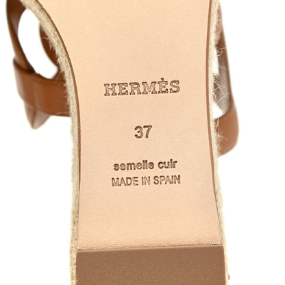 Hermes Nappa Ithea Espadrille Wedge Sandals 37 Naturel 8 of 10