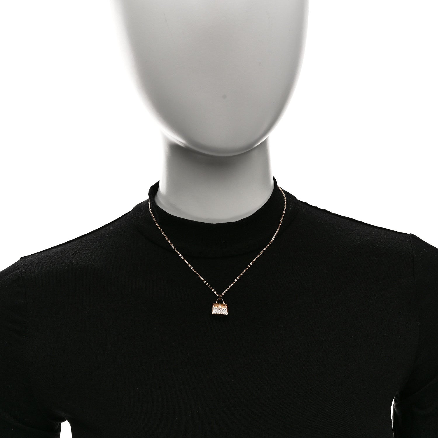 Hermes 18K Rose Gold Diamond Kelly Amulettes Pendant Necklace 2 of 6