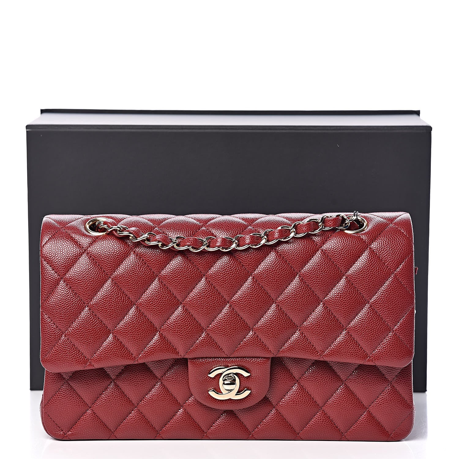 Chanel Caviar Quilted Medium Double Flap Dark Red 10 of 10